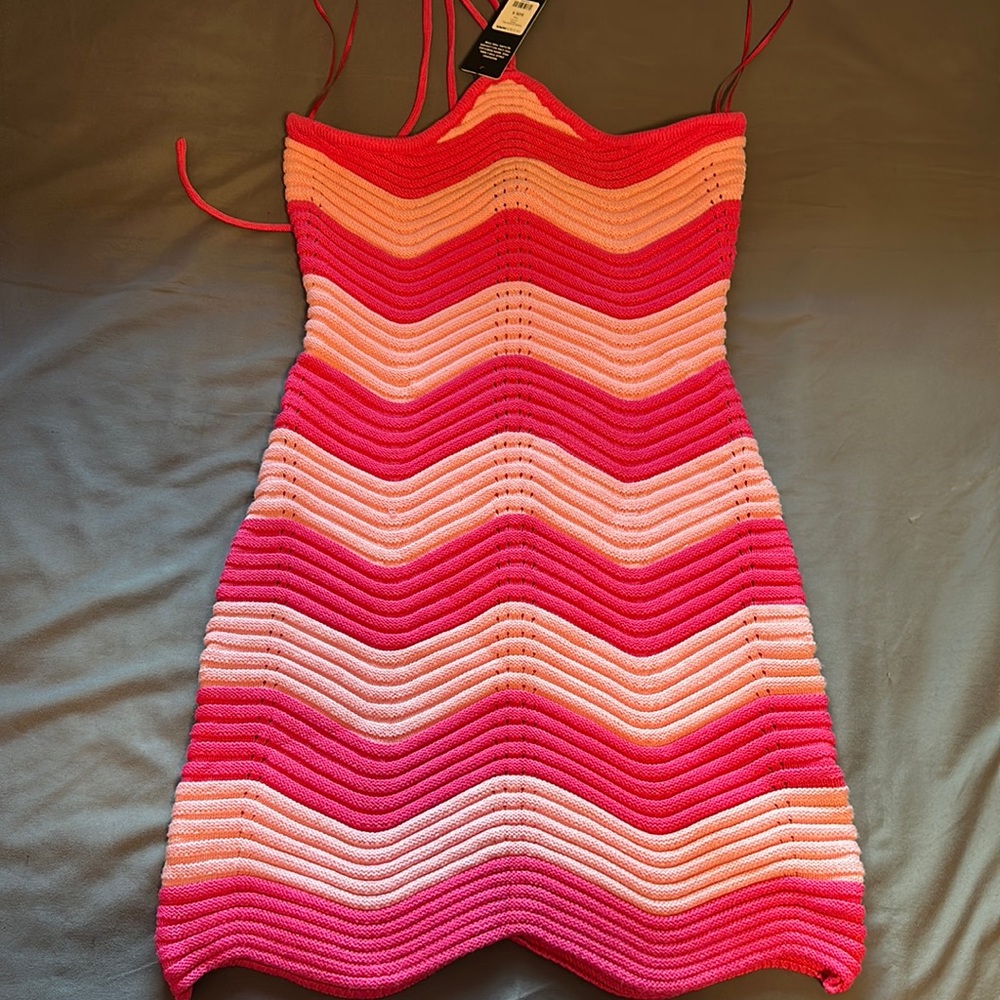 Isabeli Crochet Mini Dress - Pink